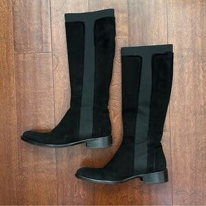 Vero Cuoio Classic Italian Knee-High Boots, Black Suede, Quiet Luxury, Size 8